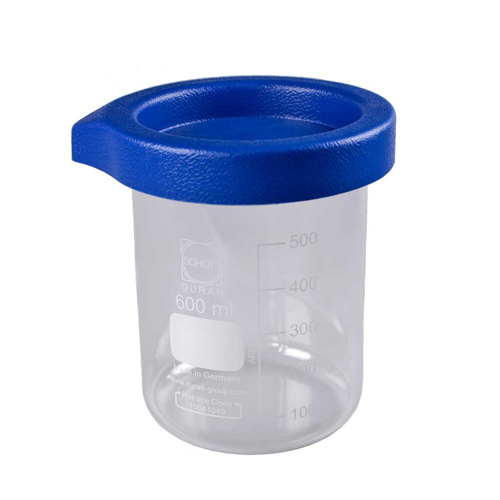 Glass beaker with lid