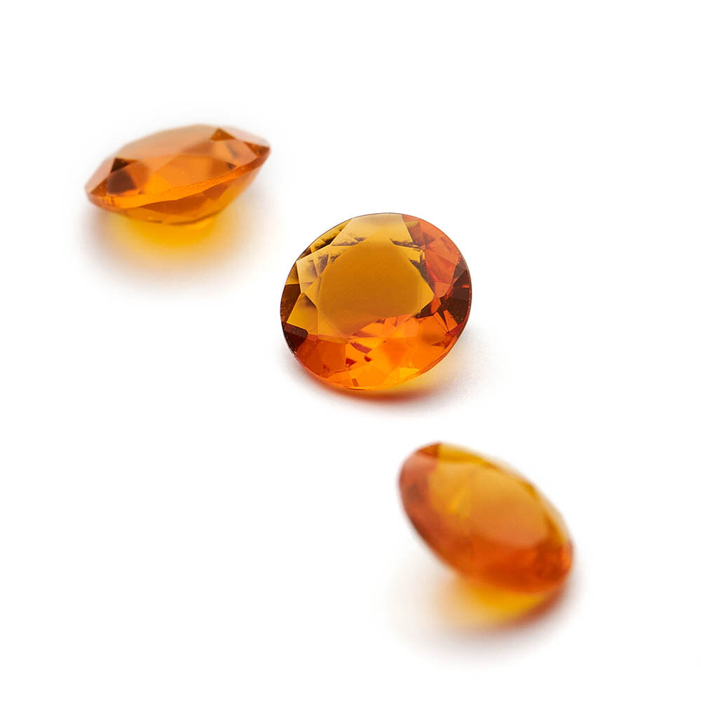 Fire opal, round diamond cut