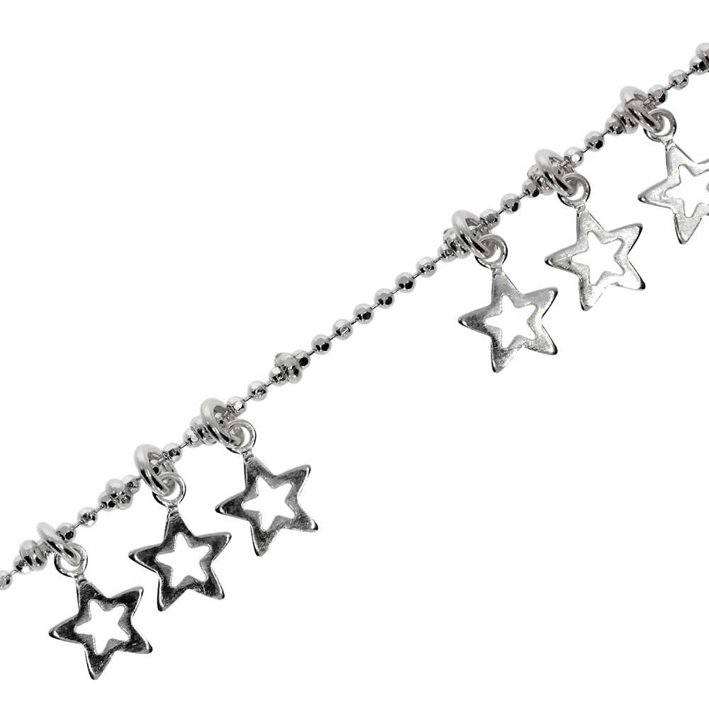 Bracelet ball plain cut with stars 925/- 