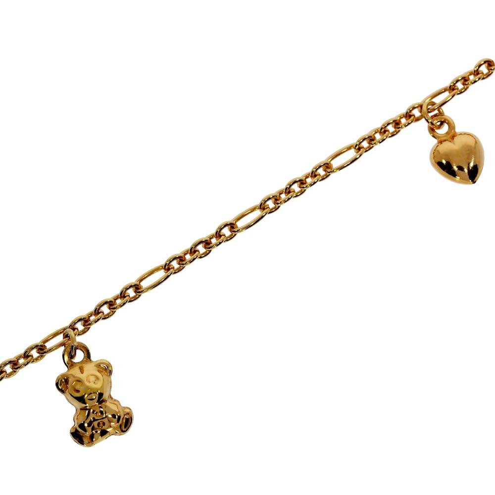 Armbånd figaro med elefant- og bamsecharms 585/- 