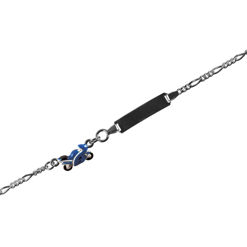 Bracelet figaro diamond cut with blue motorcycle 925/- 