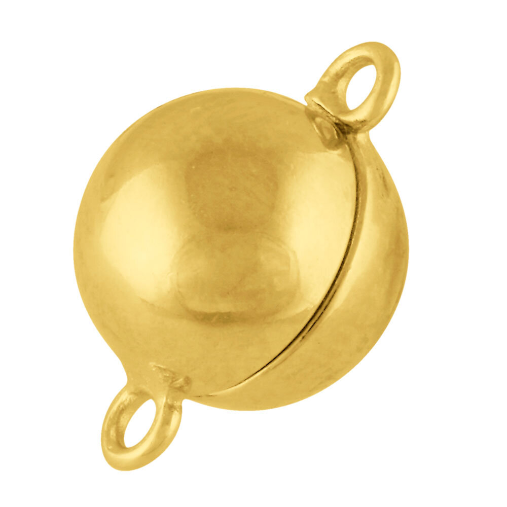 Polished magnet clasp 925/- gold-plated, 8 mm 