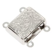 Square-shaped clasp with antique pattern 925/-, 2 chain rows