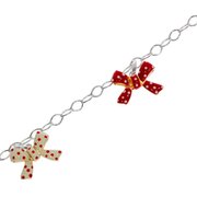 Bracelet belcher with red and white bows 925/-