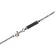 Bracelet figaro diamond cut with black and white flag 925/-