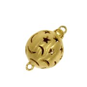 Matt ball clasp with stars and moons 925/- gold-plated