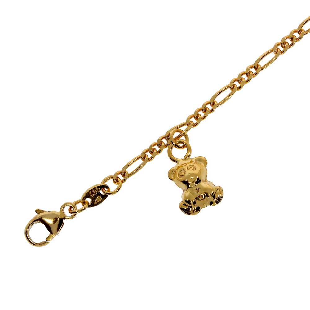 Bracelet figaro diamond cut with animal charms 585/- yellow gold 