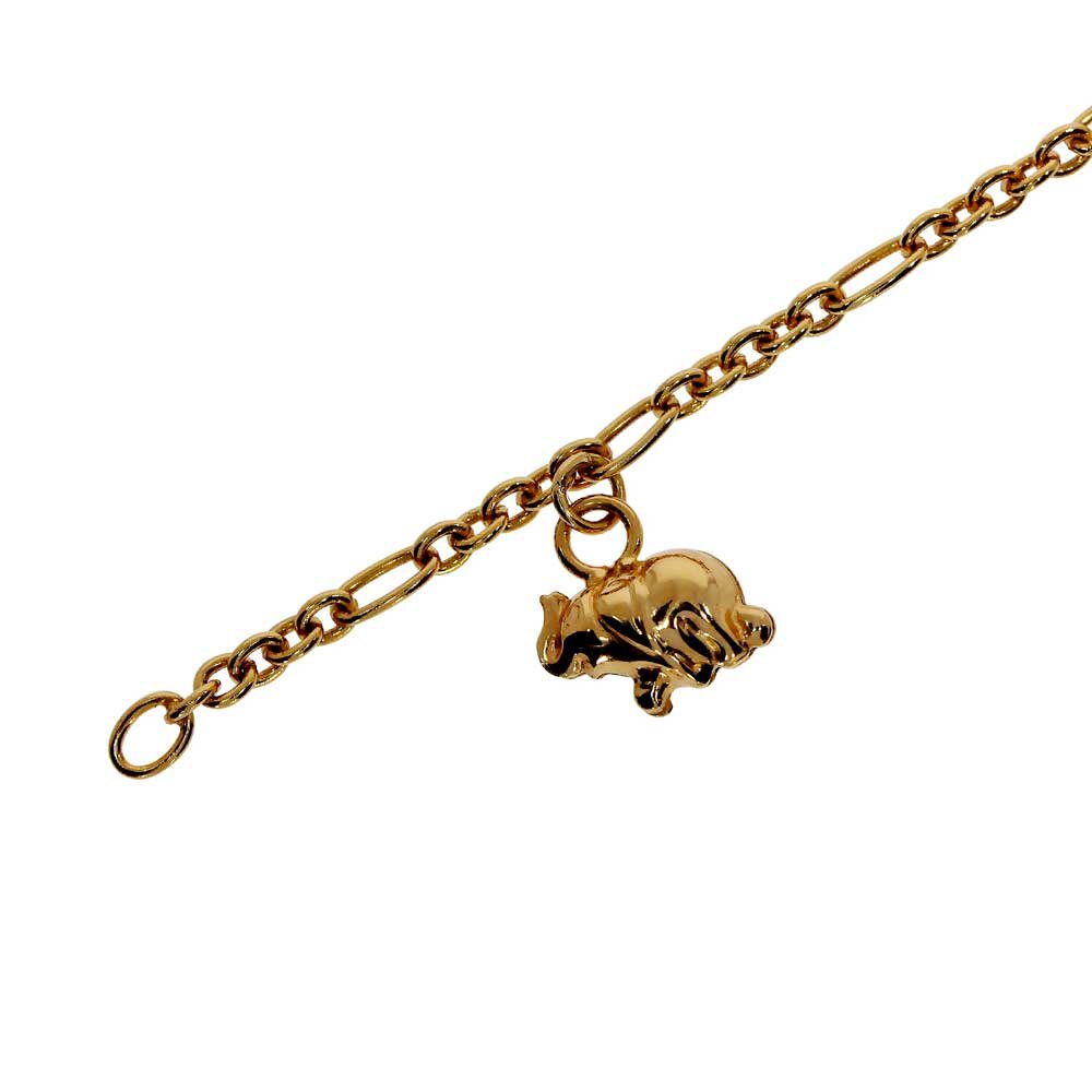 Bracelet figaro with teddy bear and elephant 585/- yellow gold 