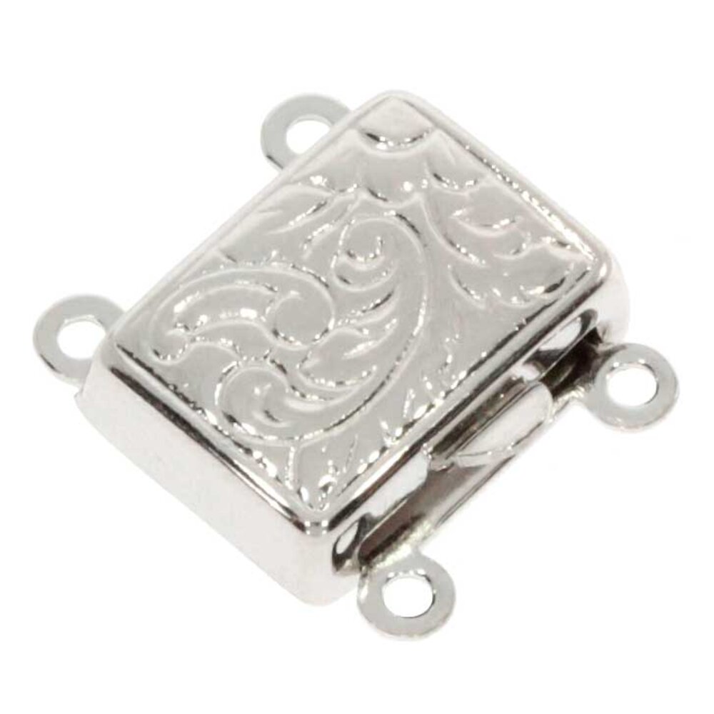 Square-shaped clasp with antique pattern 925/-, 2 chain rows 