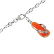 Ankle bracelet trace with a orange sandal pendant 925/-