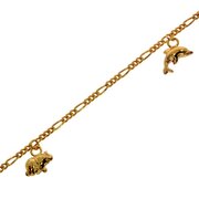 Bracelet figaro diamond cut with animal charms 585/- yellow gold