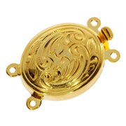 Oval jewelry clasp with antique pattern 925/- gold-plated