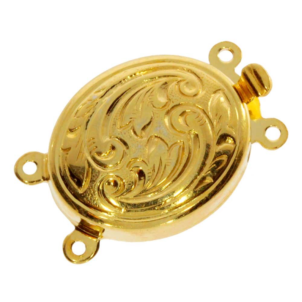 Oval jewelry clasp with antique pattern 925/- gold-plated 