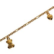 Armbånd figaro med elefant- og bamsecharms 585/-