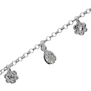 Armbånd ærte med blomster- og mariehønecharms 925/-