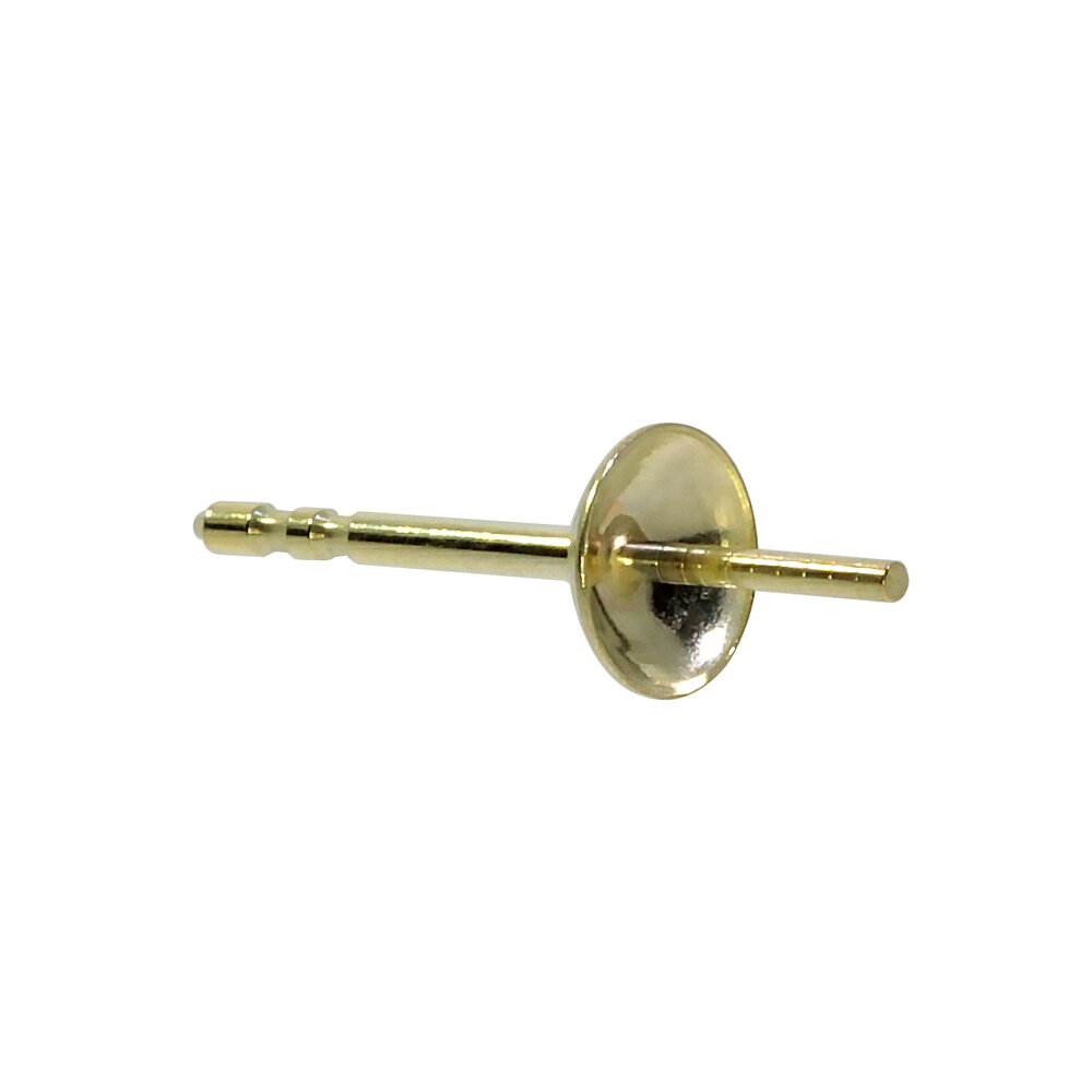 Ear pin with polished  cup 750/- yellow gold 