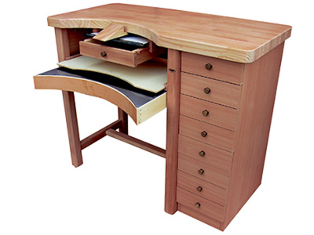 Work bench for goldsmiths with solid beech worktop 