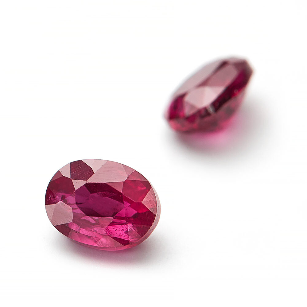 Ruby, oval diamond cut, red gemstone