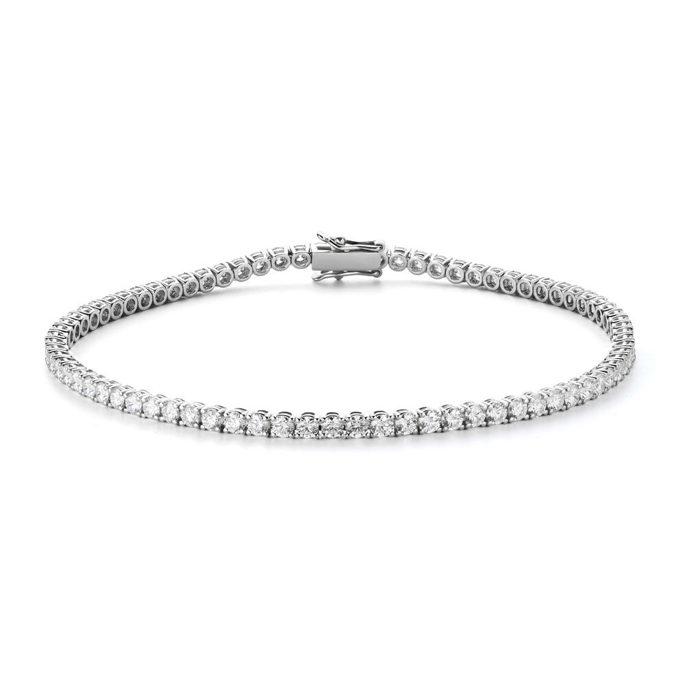 Tennis bracelet set with 78 brilliant-cut diamonds, 750/- white gold 