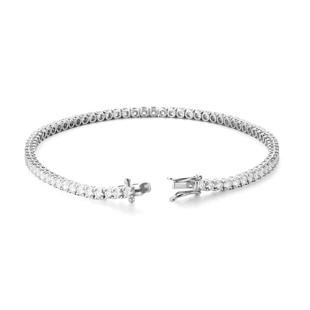 Tennis bracelet set with 78 brilliant-cut diamonds, 750/- white gold 