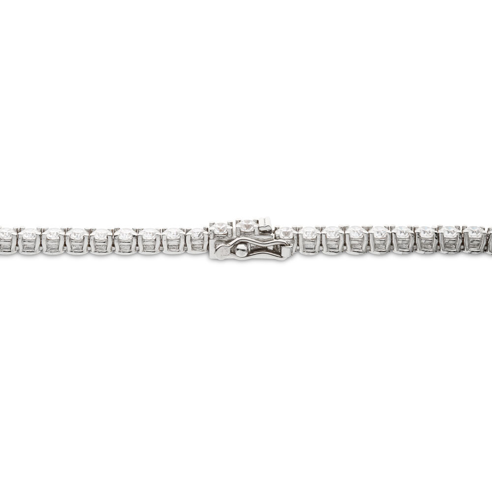 Tennis bracelet set with 78 brilliant-cut diamonds, 750/- white gold 