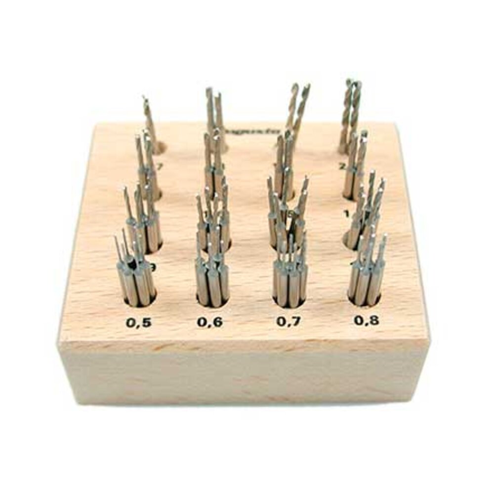 Twist-drill set in wooden box (64 pcs.) 