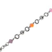 Ankle bracelet with coloured glass stones 925/-