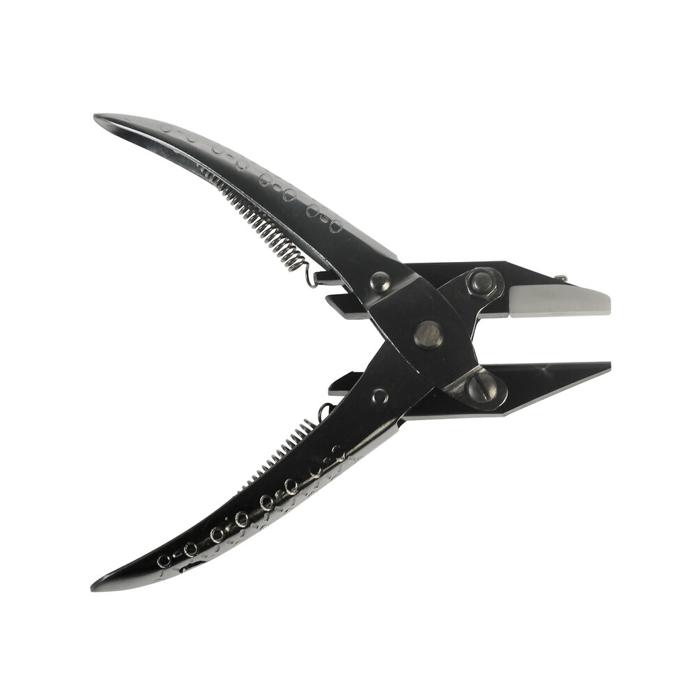 Parallel action plier with one nylon jaw, flat/half round 