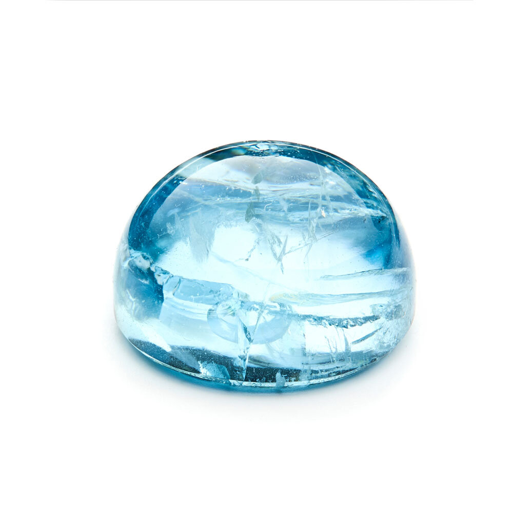 Aquamarine, round cabochon, gemstone