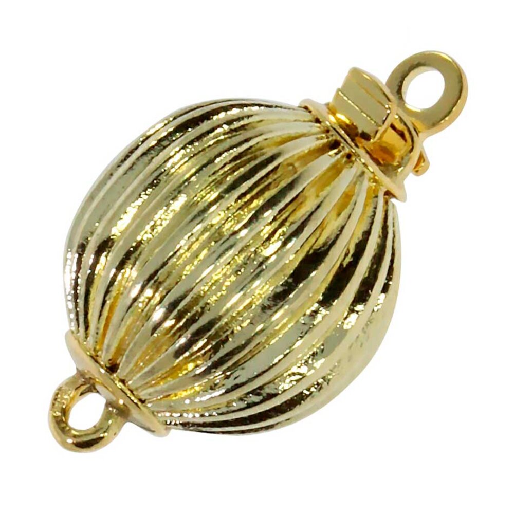 Polished ball clasp with grooves 585/- yellow gold 