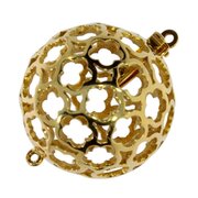 Open ball clasp with flowered pattern 585/- yellow gold