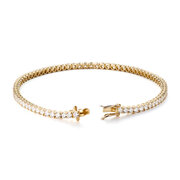 Tennis bracelet set with 79 brilliant-cut diamonds, 750/- 