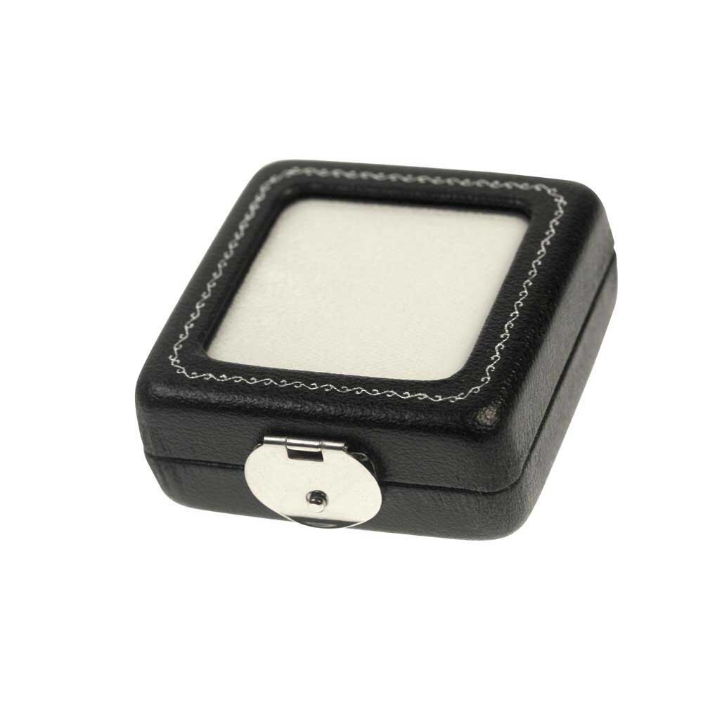 Gem Display Box, black leather/white stuffing, small 