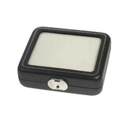 Gem Display Box, black leather/white stuffing, large