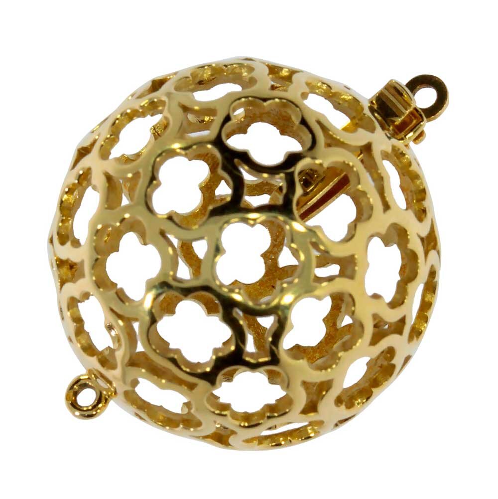 Open ball clasp with flowered pattern 585/- yellow gold 