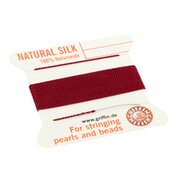 Silk bead cord, 100% natural silk, garnet red, 2m