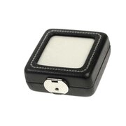 Gem Display Box, black leather/white stuffing, small