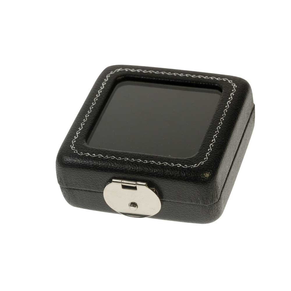 Gem Display Box, black leather/black stuffing, small 