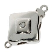 Polished rectangular jewelry clasp 585/- white gold