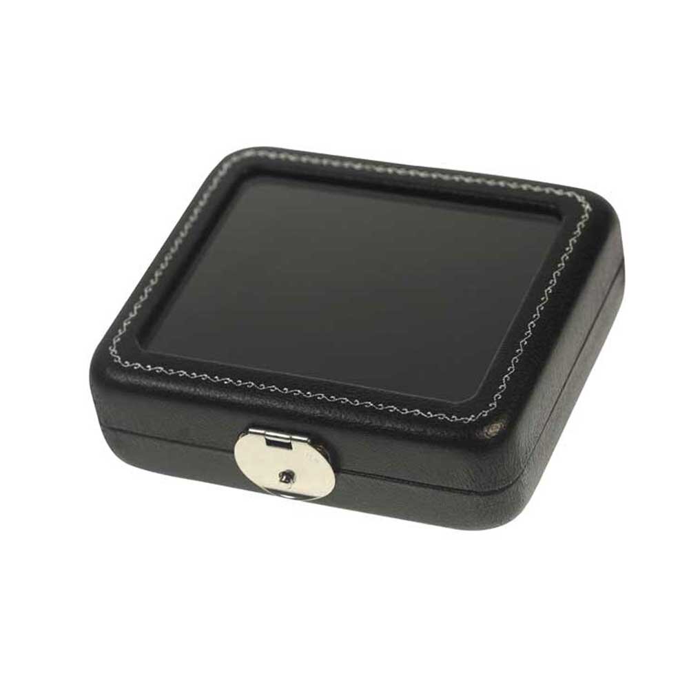 Gem Display Box, black leather/black stuffing, large 