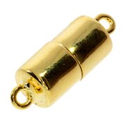 Polished cylinder-shaped magnet clasp 925/- gold-plated, 8 mm