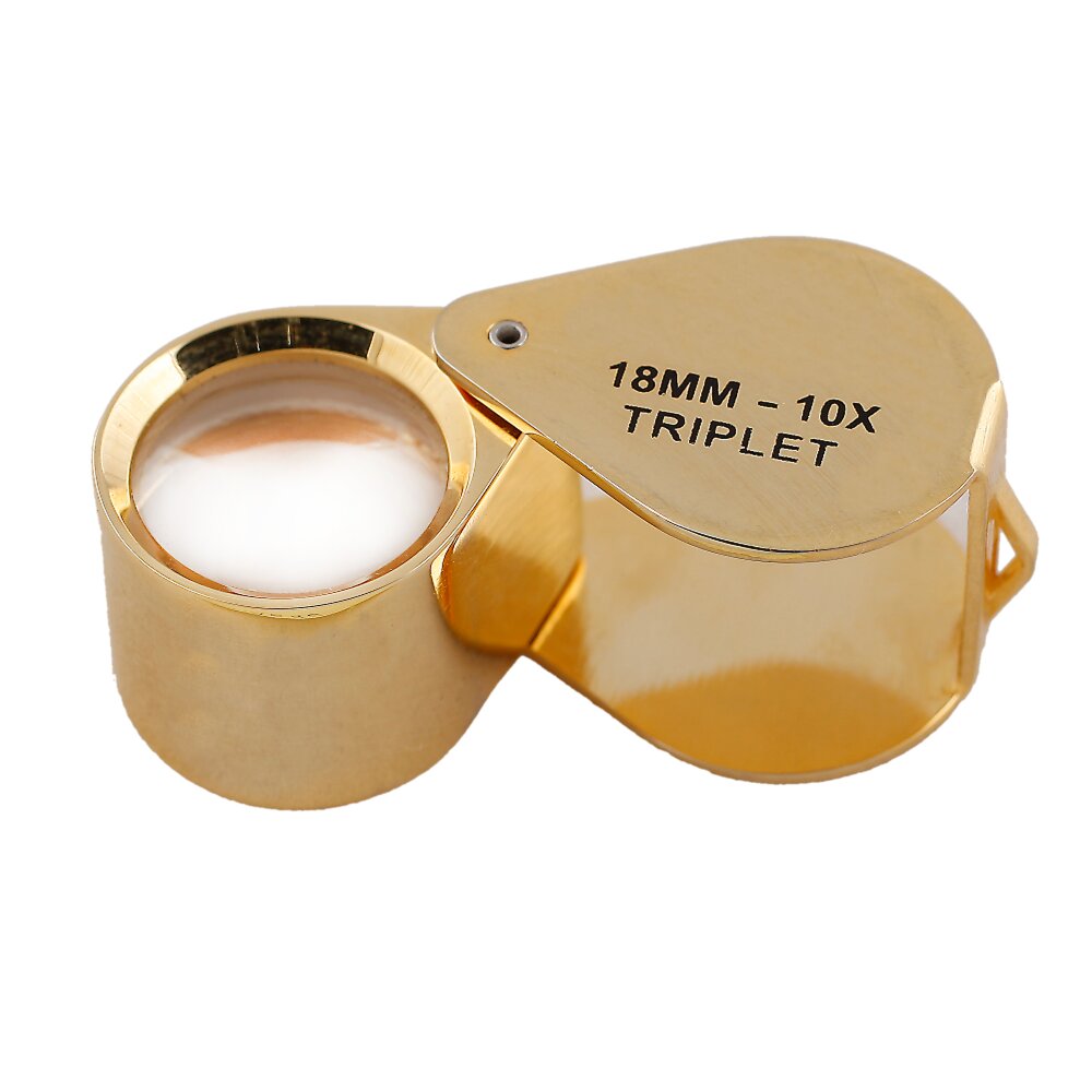 Magnifier triplet in gold colour 10X - 18 mm 