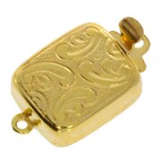 Rectangular jewelry clasp with antique pattern 925/- gold-plated