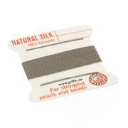 Silk bead cord, 100% natural silk, grey, 2m