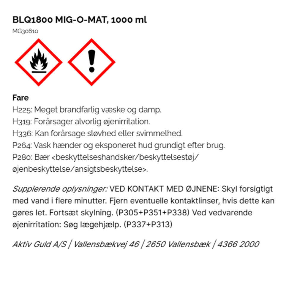 BLQ1800 evaporating liquid, MIG-O-MAT 