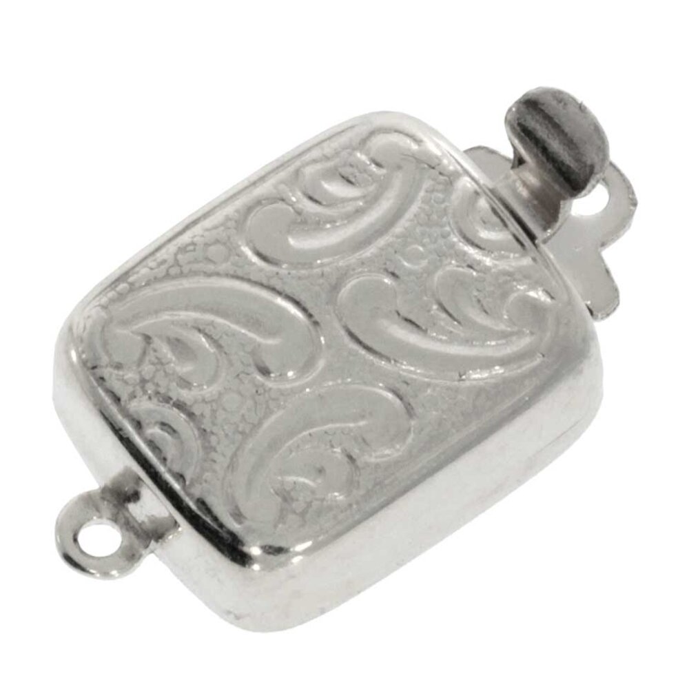 Rectangular jewelry clasp with antique pattern 925/- 