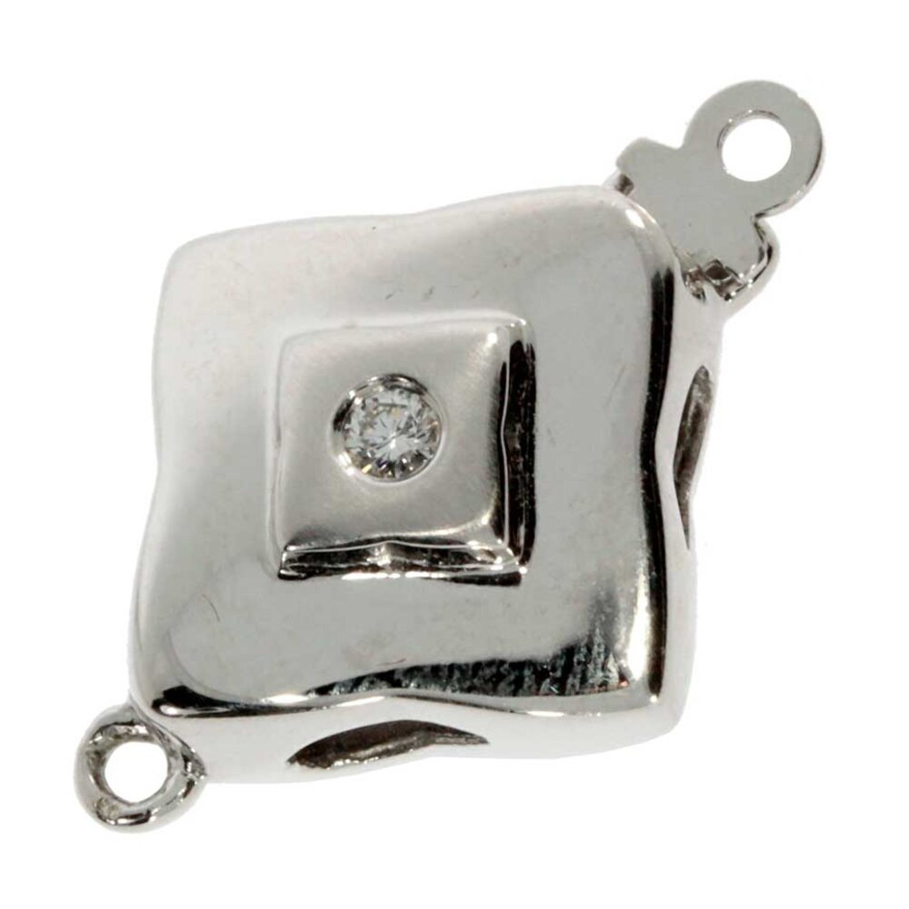 Polished rectangular jewelry clasp 585/- white gold 