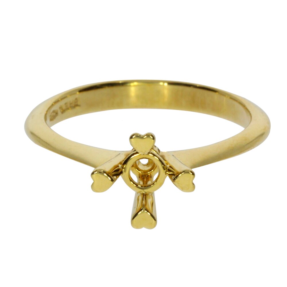 Ring with 4 heart-shaped prongs 750/- yellow gold 