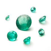 Emerald, round diamond cut