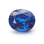 Blå safir, oval fasett, 5,90 x 5,00 mm